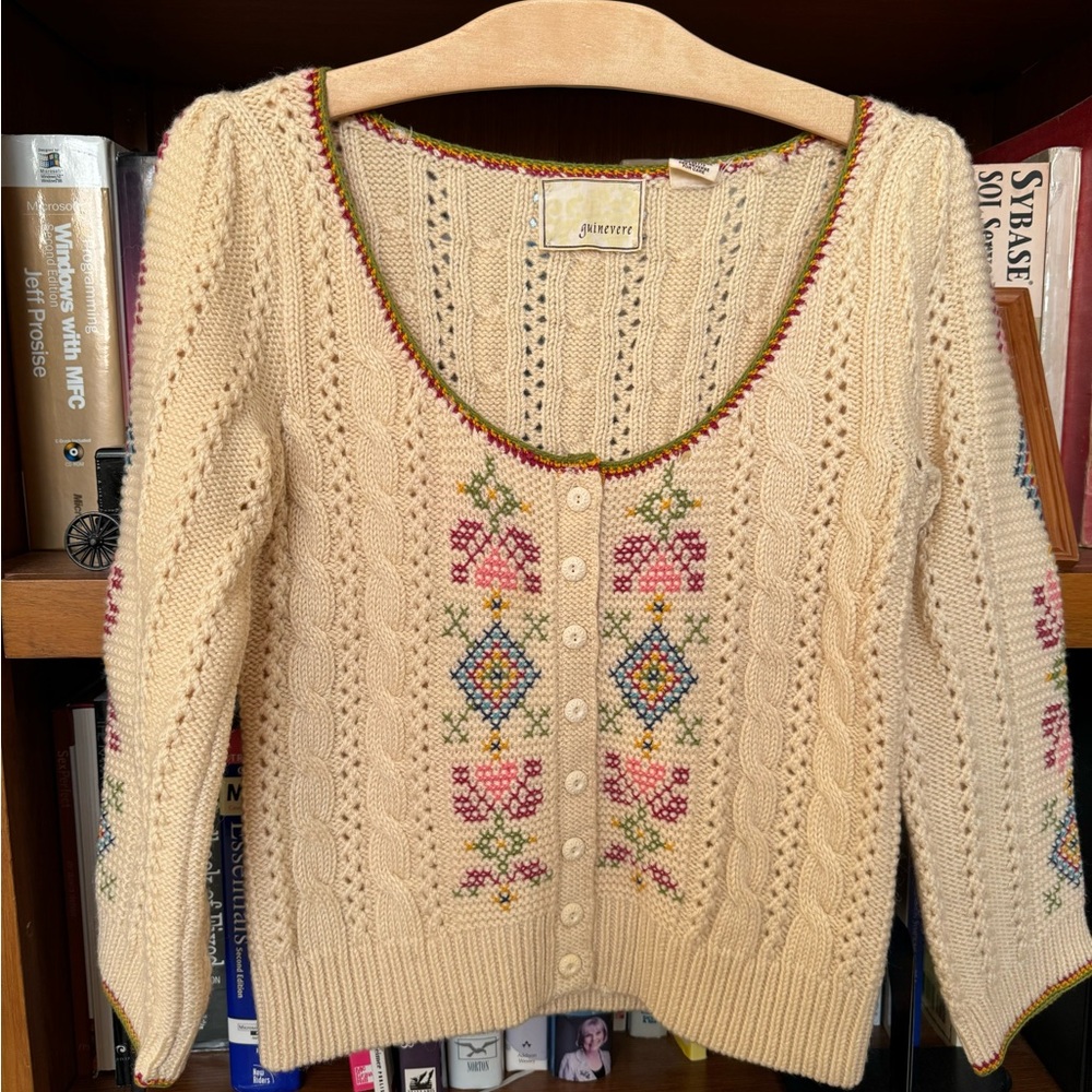 Anthropology Embroidered Sweater.